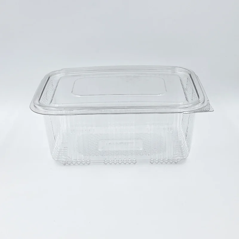 750ml 5 Clear glass rectangular baking dish viewed from above, empty against a white background.