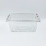 Clear glass rectangular baking dish viewed from above, empty against a white background.