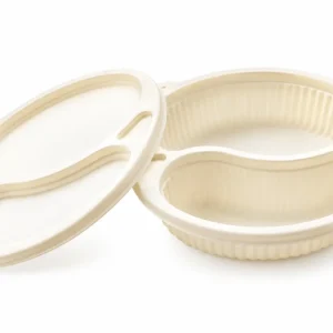 2 Compartment Meal Tray with Lid – Corn Starch Round Tray - weorexpacking.in 2 compartment meal tray – 2 Compartment Meal Tray with Lid – Corn Starch Round Tray