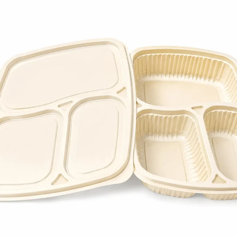 3 Compartment Plate with Lid – Corn Starch Meal Tray 3 compartment plate – 3 Compartment Plate with Lid – Corn Starch Meal Tray