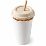 Bagasse cup lid 90 mm straw slot lid on a cold drink cup