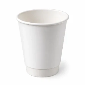 Double wall paper cup – plain white 8 oz insulated cup