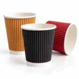 Ripple wall paper cups in kraft, black and red