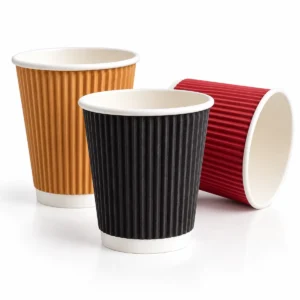 Ripple wall paper cups in kraft, black and red