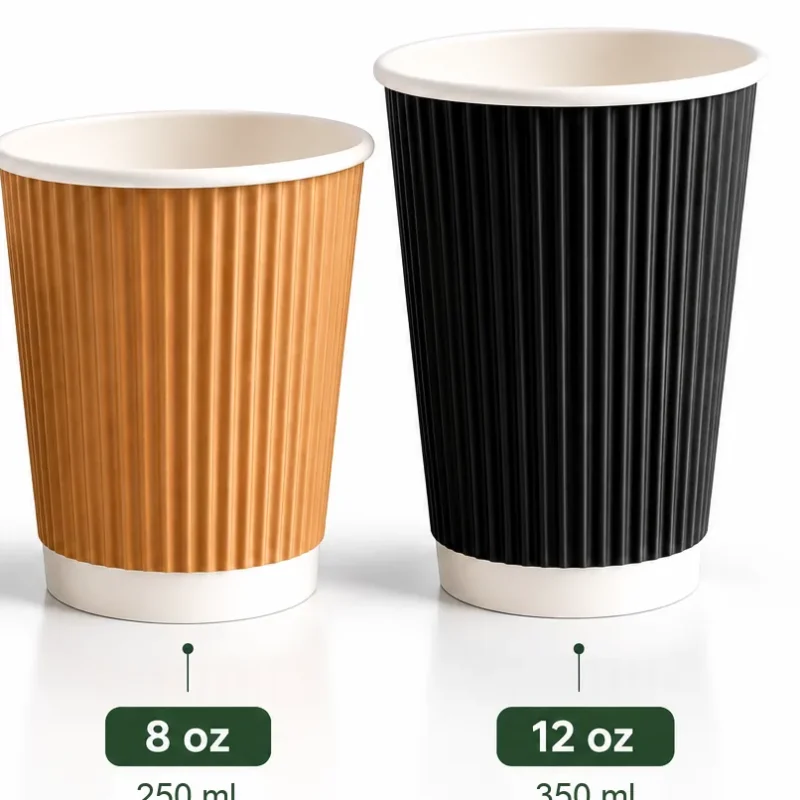 Ripple wall paper cup sizes – 8 oz 250 ml and 12 oz 350 ml