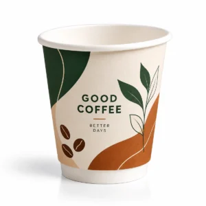 Single wall paper cup with custom printed coffee design
