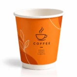 Orange printed single wall paper cup for tea and coffee