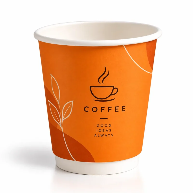 Orange printed single wall paper cup for tea and coffee