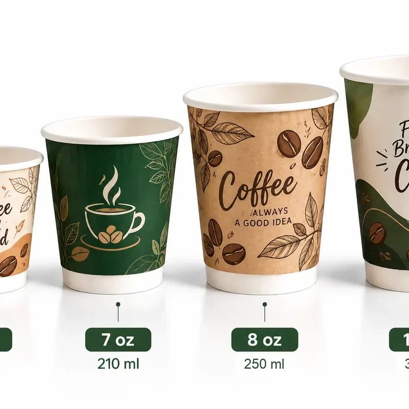 Single wall paper cup sizes – 4 oz 120 ml, 7 oz 210 ml, 8 oz 250 ml, 12 oz 350 ml