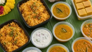 Catering packaging for a wedding – biryani, curry and sweet containers for parcels